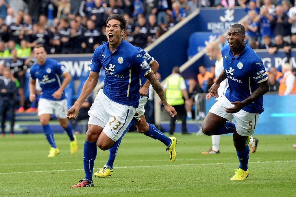 Leicesterin uusi hyökkääjä Leonardo Ulloa osui heti ensimmäisessä ottelussa. Kuva: Getty
