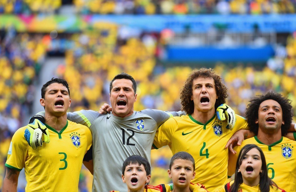 Brasilian mahdollisen mestaruuden takuumiehet: Thiago, Cesar, David Luiz ja Marcelo. (Getty)