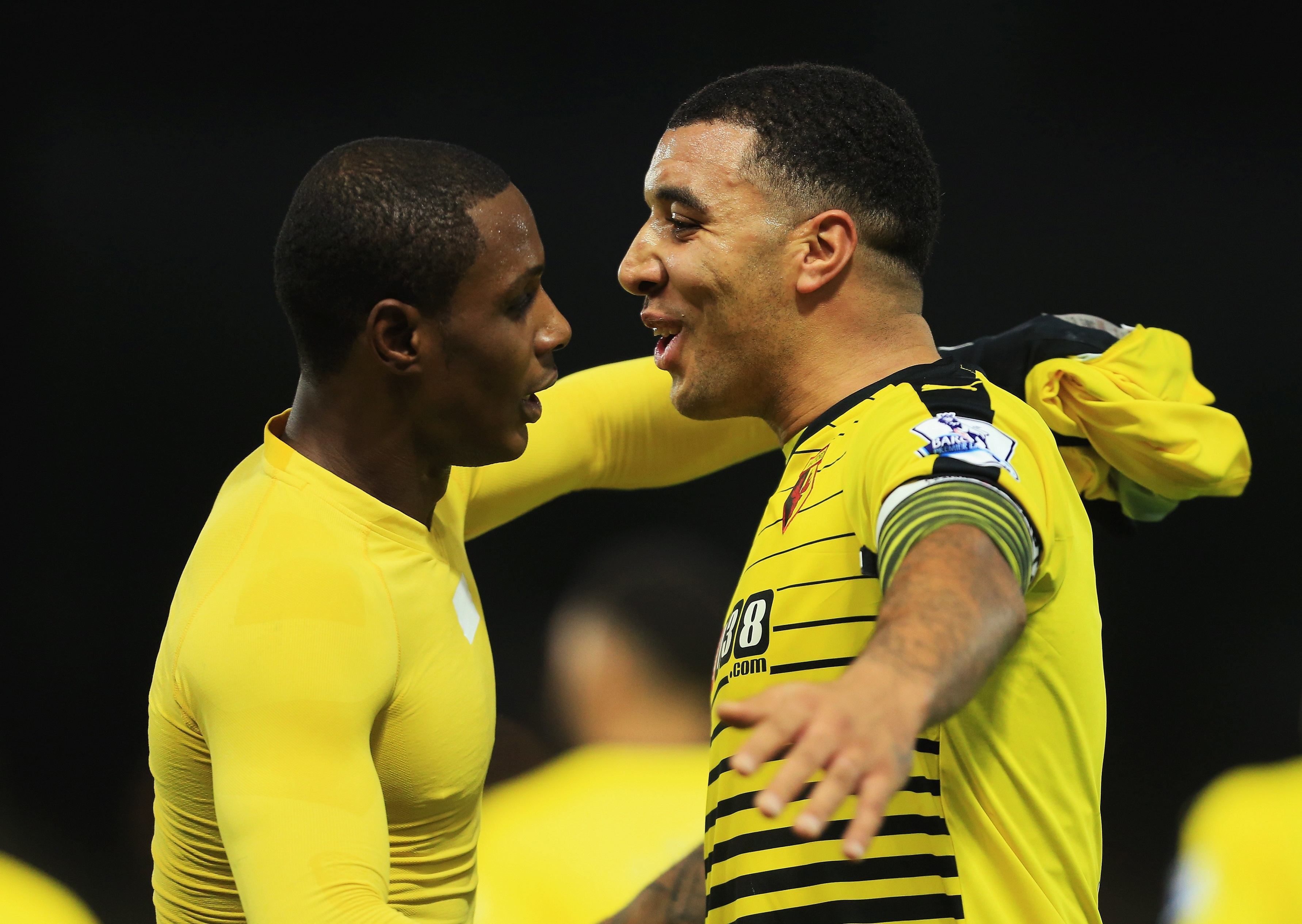 during the Barclays Premier League match between Watford and Norwich City at Vicarage Road on December 5, 2015 in Watford, England.